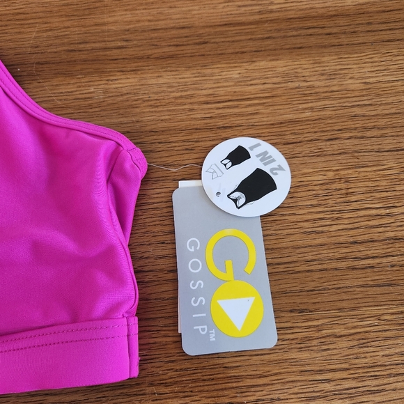 NWT Go Gossip Women's Sport Swim Top Molded Cup Bright Pink XL - Picture 2 of 9
